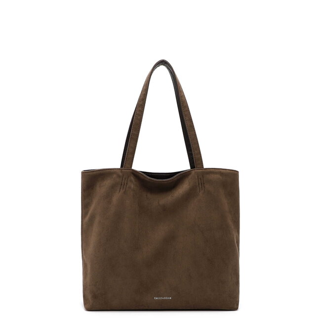 Emily & Noah Shopper 'Eva' Suede Look - Donkergroen