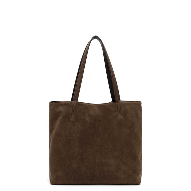 Emily & Noah Shopper 'Eva' Suede Look - Donkergroen