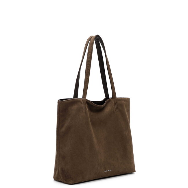 Emily & Noah Shopper 'Eva' Suede Look - Donkergroen