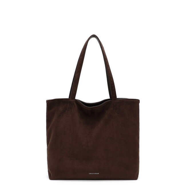 Emily & Noah Shopper 'Eva' Suede Look - Donkerbruin
