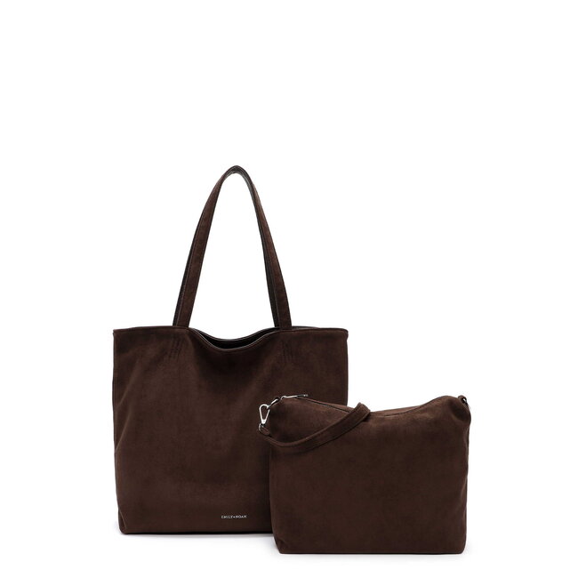 Emily & Noah Shopper 'Eva' Suede Look - Donkerbruin