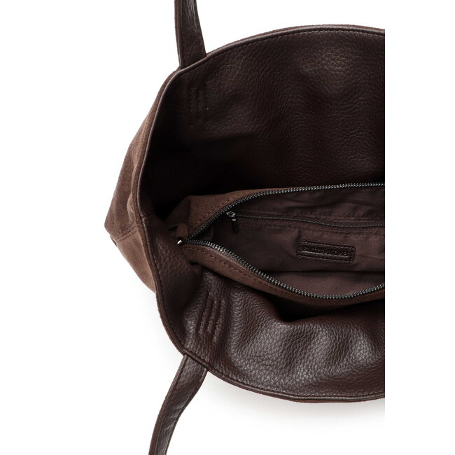 Emily & Noah Shopper 'Eva' Suede Look - Donkerbruin