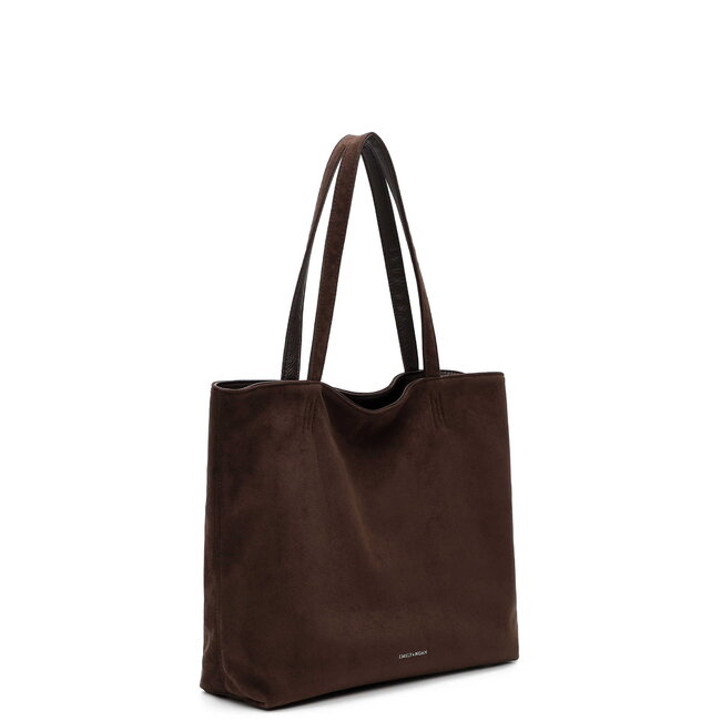 Emily & Noah Shopper 'Eva' Suede Look - Donkerbruin