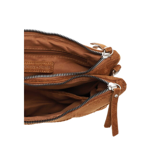 Emily & Noah Suedelook Schoudertas 'Leanne' Cognac