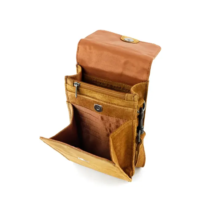 Bear Design Suède Schoudertasje 'Robbie' 2.0 - Cognac