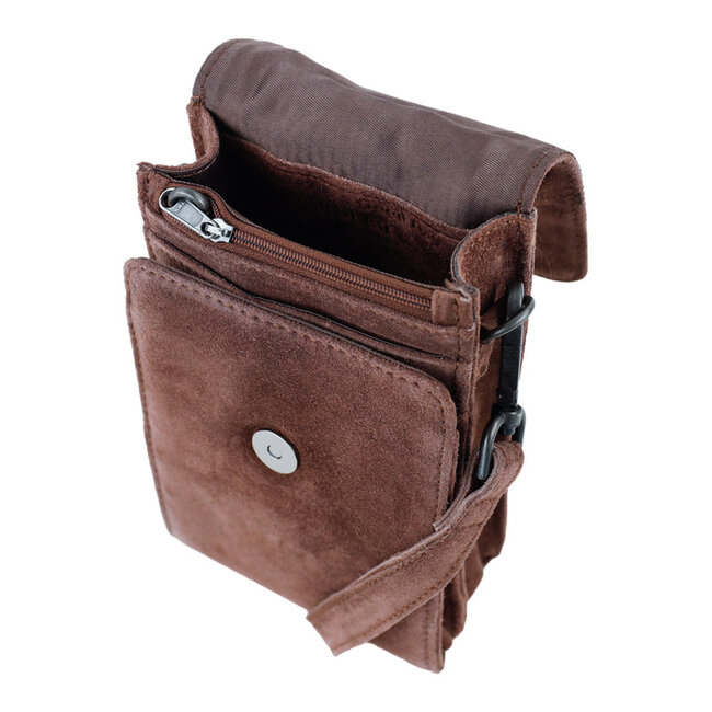 Bear Design Suède Schoudertasje 'Robbie' 2.0 - Choco