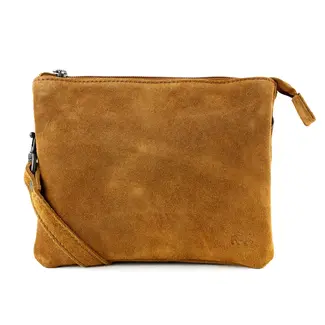 Bear Design Suède Schoudertasje 'Marthe' Cognac