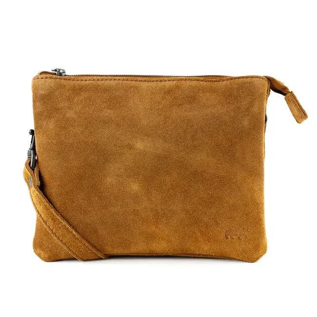 Bear Design Suède Schoudertasje 'Marthe' Cognac