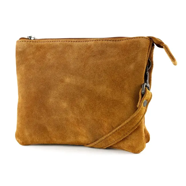 Bear Design Suède Schoudertasje 'Marthe' Cognac