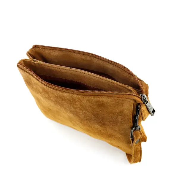 Bear Design Suède Schoudertasje 'Marthe' Cognac