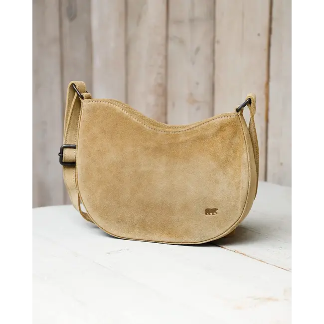 Bear Design Suède Crossbody 'Tamara' Biscuit