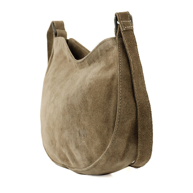 Bear Design Suède Crossbody 'Tamara' Taupe