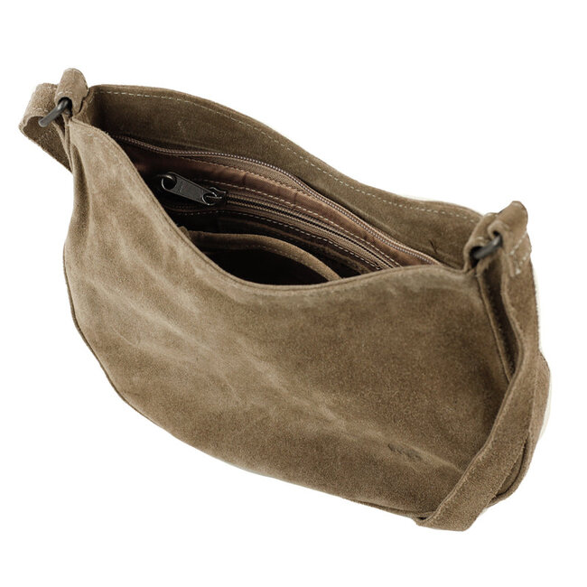 Bear Design Suède Crossbody 'Tamara' Taupe