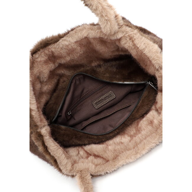 Emily & Noah Fluffy 'Eva' Bag-in-Bag - Taupe/Bruin