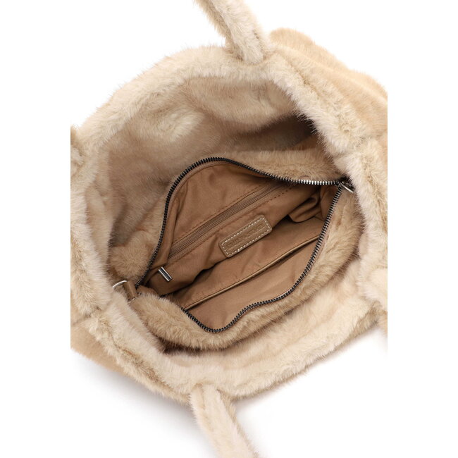 Emily & Noah Fluffy 'Eva' Bag-in-Bag - Taupe/Beige