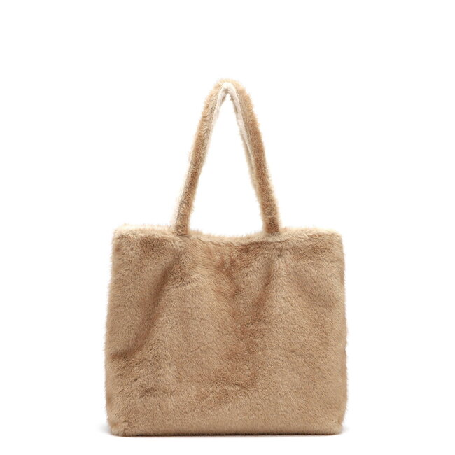 Emily & Noah Fluffy 'Eva' Bag-in-Bag - Taupe/Beige