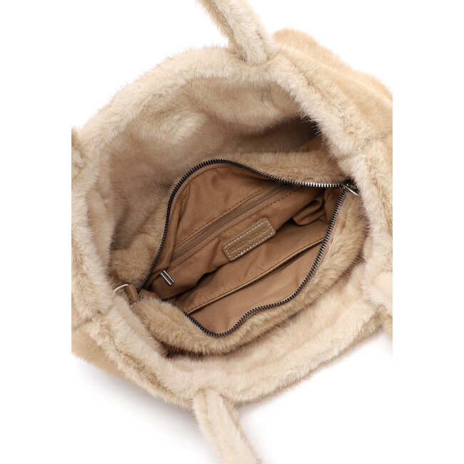 Emily & Noah Fluffy 'Eva' Bag-in-Bag - Taupe/Beige