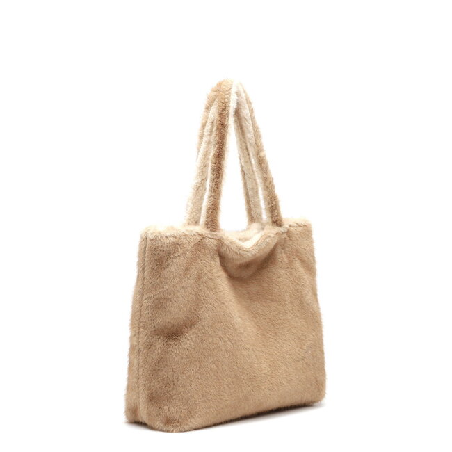 Emily & Noah Fluffy 'Eva' Bag-in-Bag - Taupe/Beige