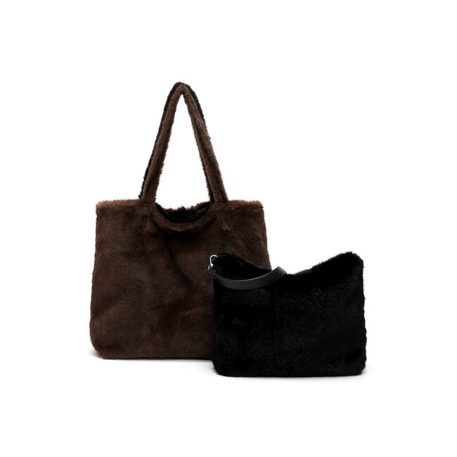 Emily & Noah Fluffy 'Eva' Bag-in-Bag - Bruin/Zwart