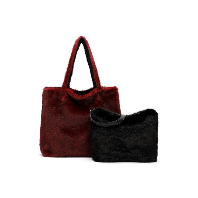 Emily & Noah Fluffy 'Eva' Bag-in-Bag - Bordeaux/Zwart