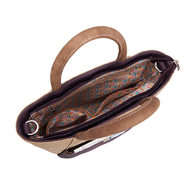 Hi-di-Hi 'Flip' Hand/Schoudertas  Beige/Paars