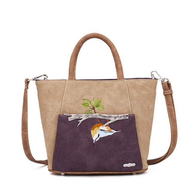 Hi-di-Hi 'Flip' Hand/Schoudertas  Beige/Paars