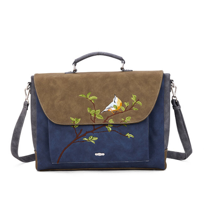 Hi-di-Hi 'Busy Bird' Laptoptas 16 inch Blauw/Groen