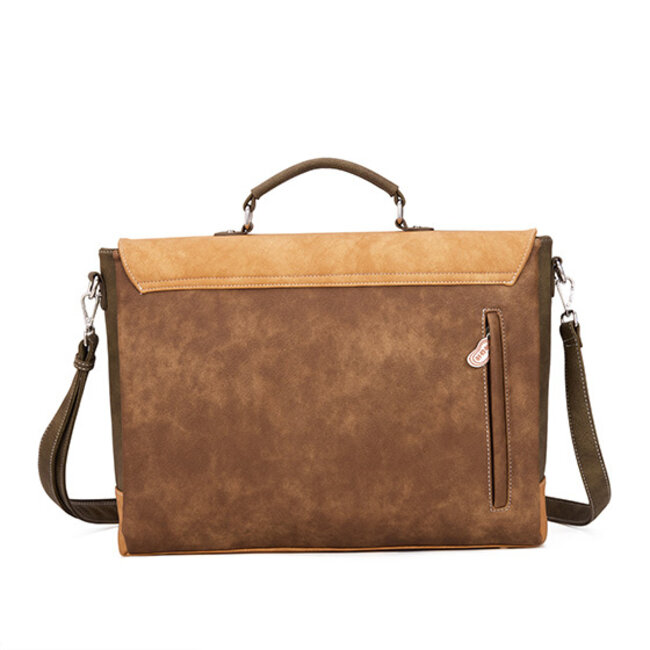 Hi-di-Hi 'Busy Bird' Laptoptas 16 inch Bruin/Beige