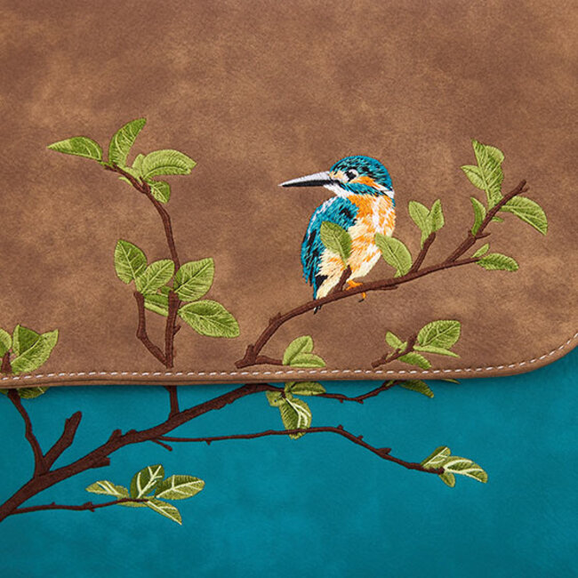 Hi-di-Hi 'Busy Bird' Laptoptas 16 inch Teal/Bruin