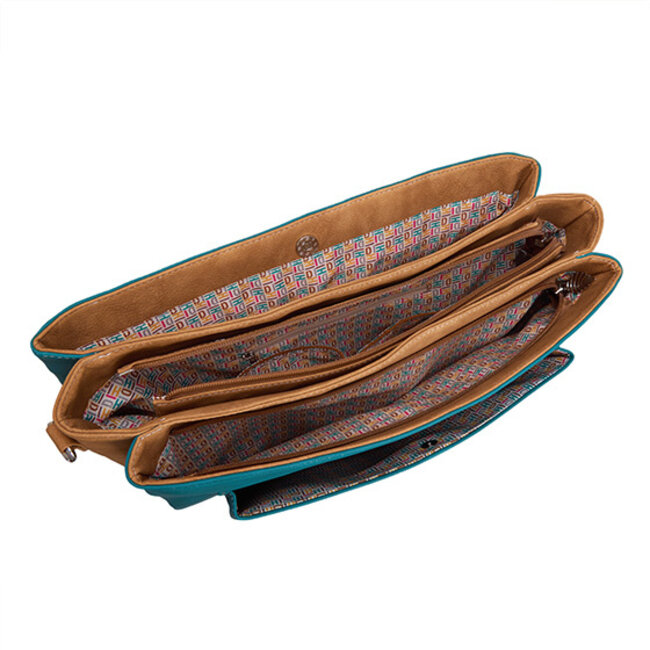 Hi-di-Hi 'Busy Bird' Laptoptas 16 inch Teal/Bruin