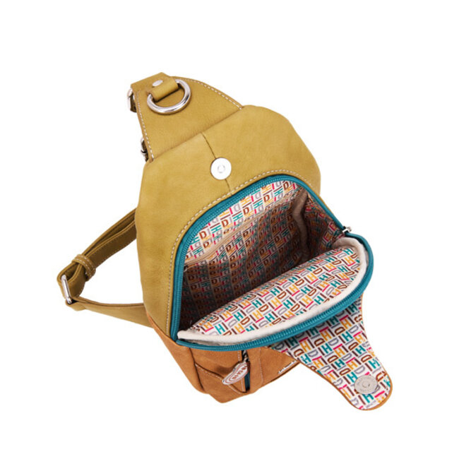 Hi-di-Hi 'Carol' Rugzak/Sling-bag Groen/Teal/Bruin