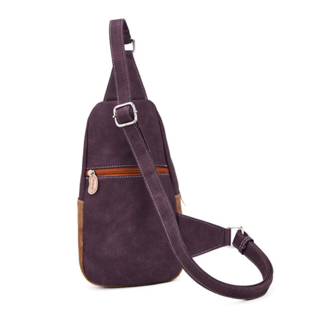Hi-di-Hi 'Carol' Rugzak/Sling-bag Paars/Oranje/Bruin