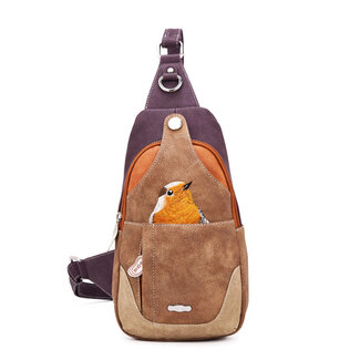 Hi-di-Hi 'Carol' Rugzak/Sling-bag Paars/Oranje/Bruin
