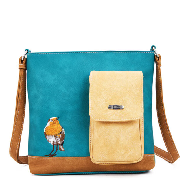 Hi-di-Hi 'Quack' Crossbody  Teal/Beige