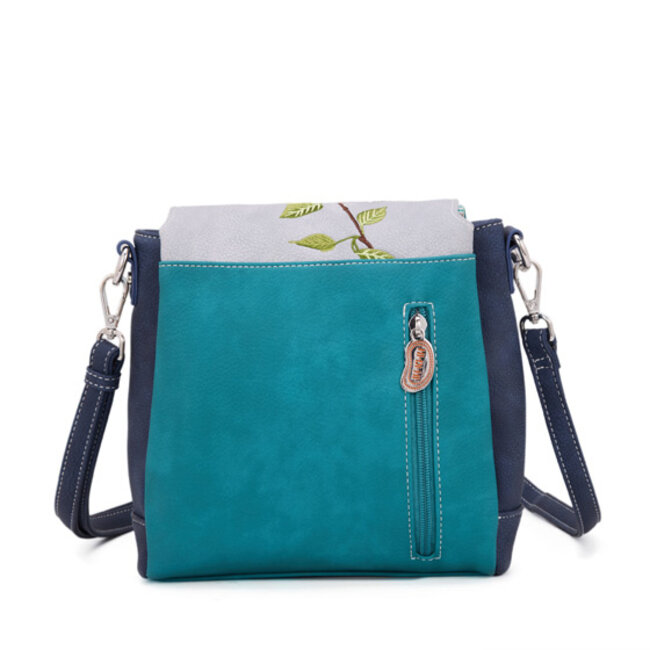 Hi-di-Hi 'Tweet'  Schoudertas/Cross-body Teal/Grijs