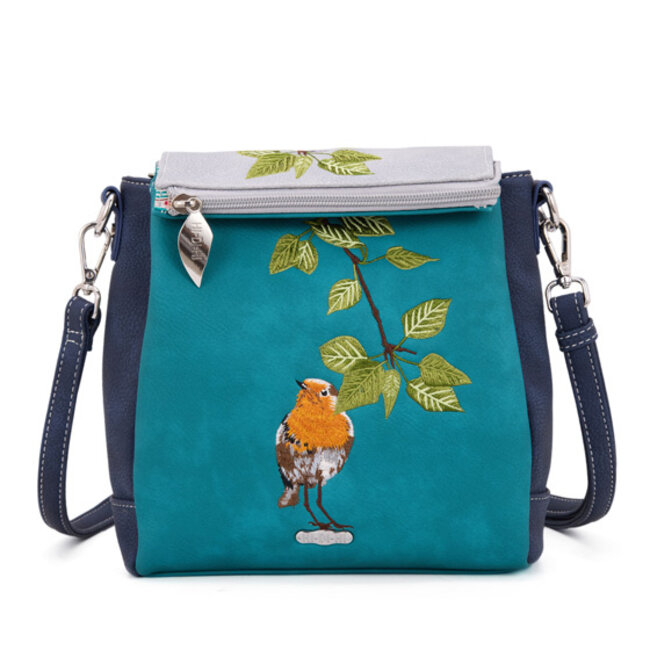 Hi-di-Hi 'Tweet'  Schoudertas/Cross-body Teal/Grijs