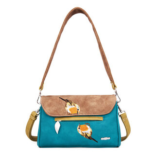Hi-di-Hi 'Twiggle' Clutch/Crossbody Teal/Bruin