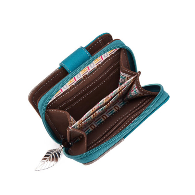 Hi-di-Hi 'Little Magpie' Portemonnee met Winterkoninkje- Teal