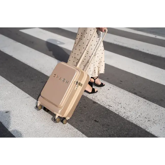 Charm London 'Capetown' Handbagagekoffer met Laptopvak - Beige