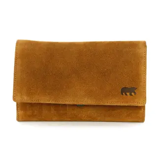 Bear Design Suède Overslag Portemonnee 'Sweety XL' Cognac Bear Design Suède Overslag Portemonnee 'Sweety XL' Cognac