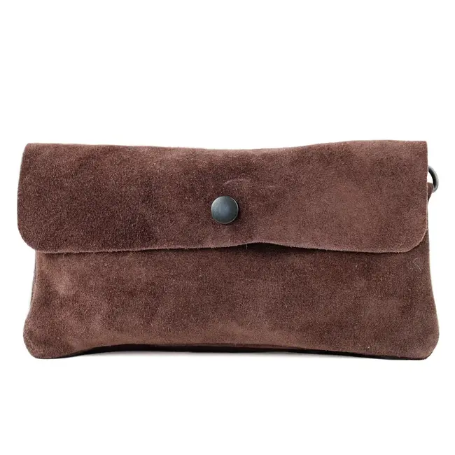 Bear Design Suède Clutch/Mini schoudertasje 'Lydia' Bruin