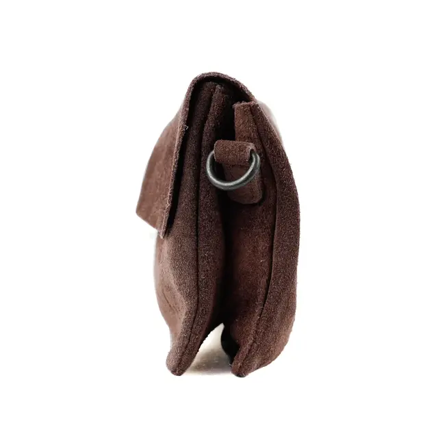 Bear Design Suède Clutch/Mini schoudertasje 'Lydia' Bruin