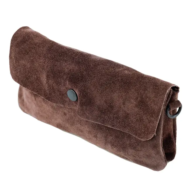 Bear Design Suède Clutch/Mini schoudertasje 'Lydia' Bruin
