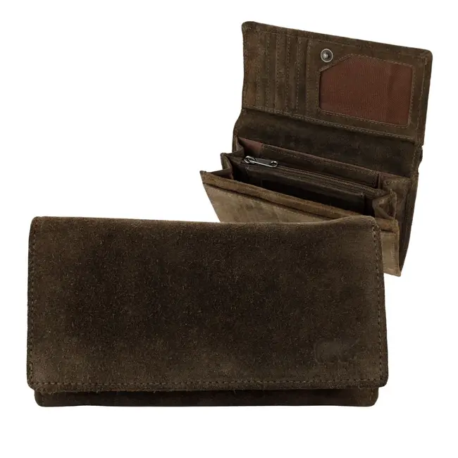 Bear Design Suède Overslag Portemonnee 'Sweety XL' Bruin