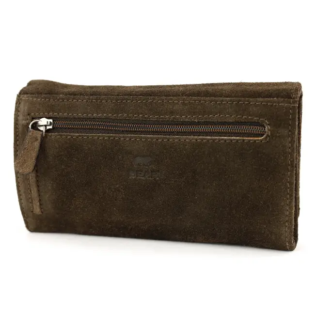 Bear Design Suède Overslag Portemonnee 'Sweety XL' Bruin