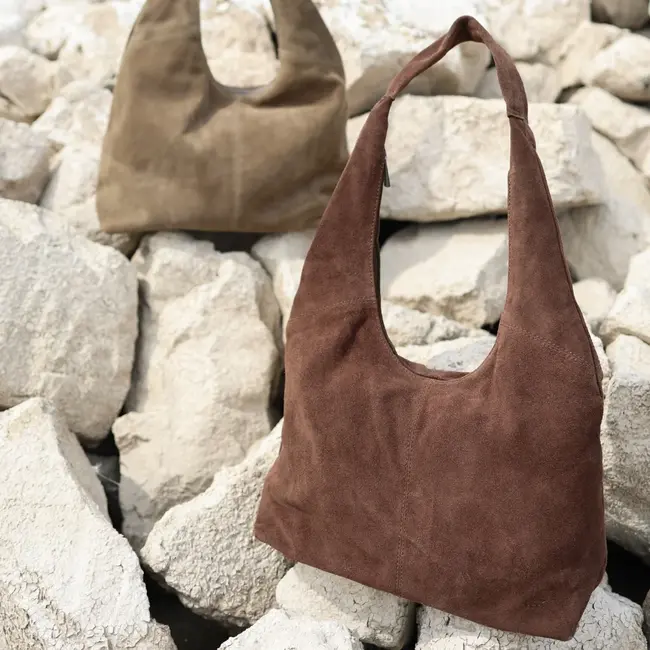 Bear Design Suède Shopper/Buideltas 'Pauline' Bruin