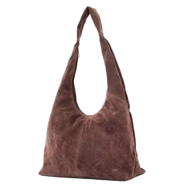 Bear Design Suède Shopper/Buideltas 'Pauline' Bruin
