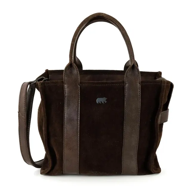 Bear Design Suède Mini Tote Bag 'Nova' Bruin