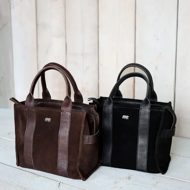 Bear Design Suède Mini Tote Bag 'Nova' Bruin