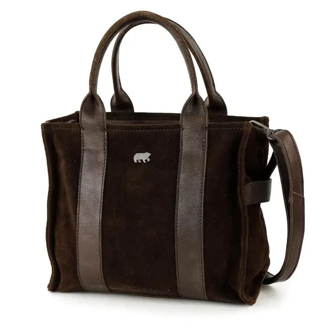 Bear Design Suède Mini Tote Bag 'Nova' Bruin
